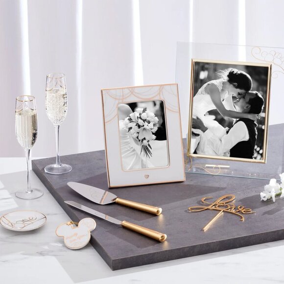 Disney x Lenox Keepsake Wedding Cake Server Set Bridal Dessert Jeweled Mickey - Picture 6 of 8